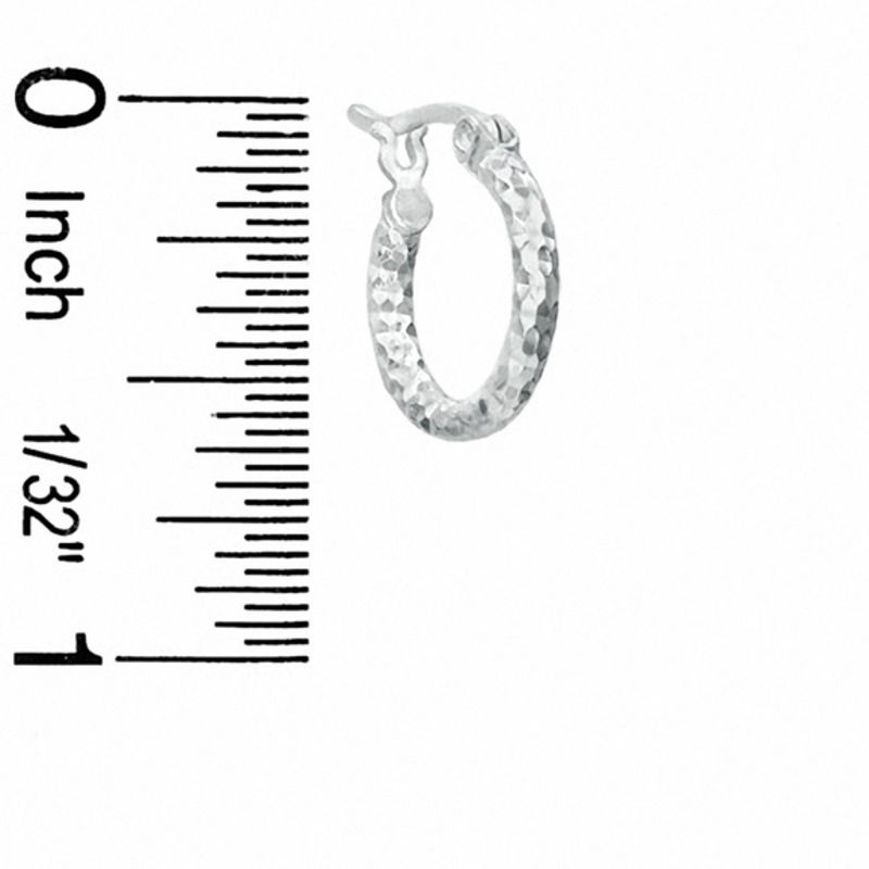 Sterling Silver 12mm Diamond-Cut Hoop Earrings