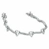 Thumbnail Image 2 of Diamond Accent Heart Link Bracelet in Sterling Silver - 7.25"