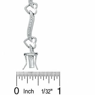 Diamond Accent Heart Link Bracelet in Sterling Silver - 7.25"