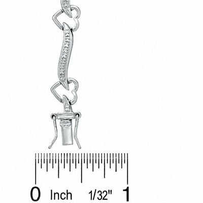 Diamond Accent Heart Link Bracelet in Sterling Silver - 7.25"