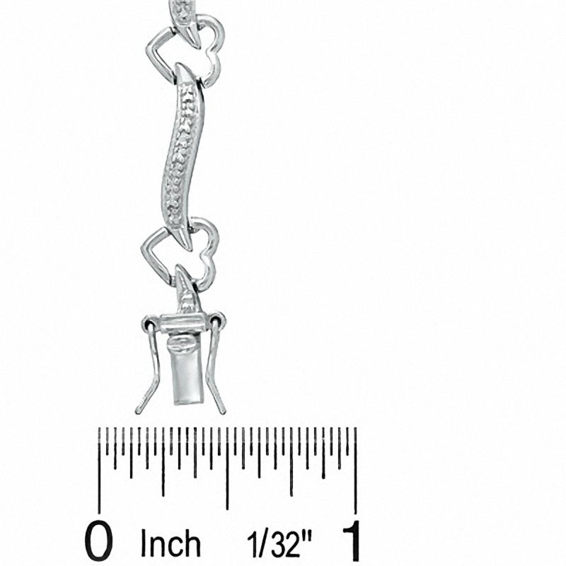 Main Image 3 of Diamond Accent Heart Link Bracelet in Sterling Silver - 7.25"