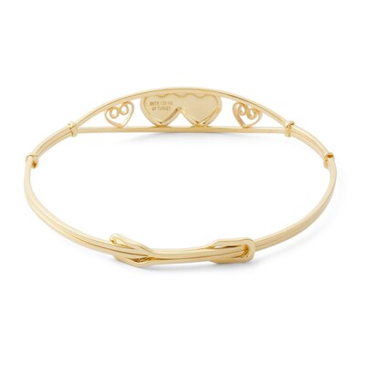 Child's 14K Gold Fill Adjustable Engraved Multi-Heart Bangle - 5.25"