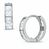 Thumbnail Image 1 of Princess-Cut Cubic Zirconia Large Huggie Earrings in Sterling Silver