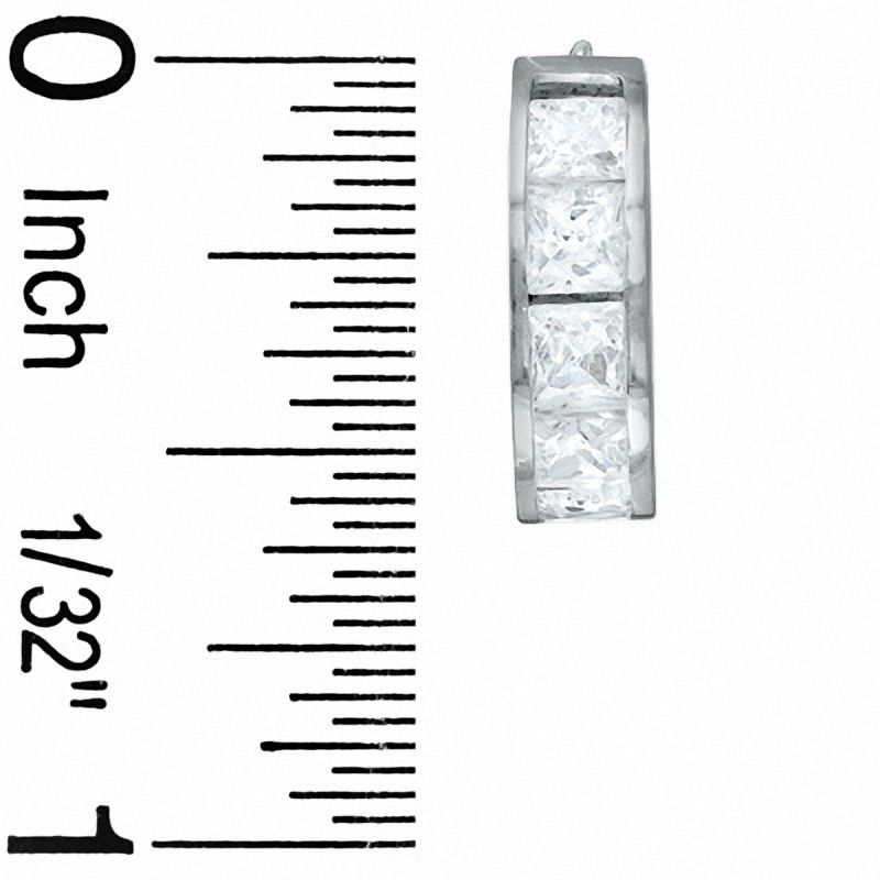 Main Image 2 of Princess-Cut Cubic Zirconia Large Huggie Earrings in Sterling Silver