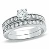 Thumbnail Image 1 of 5mm Cubic Zirconia Solitaire Pavé Bridal Set in Sterling Silver