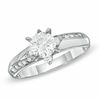 Thumbnail Image 0 of Cubic Zirconia Solitaire Alternating Pavé Engagement Ring in Sterling Silver - Size 7