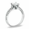Thumbnail Image 1 of Cubic Zirconia Solitaire Alternating Pavé Engagement Ring in Sterling Silver - Size 7