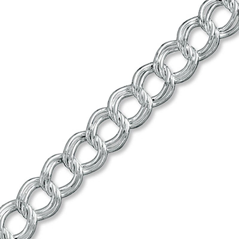 Main Image 1 of Made in Italy 080 Gauge Charm Link Bracelet in Sterling Silver - 7.25"