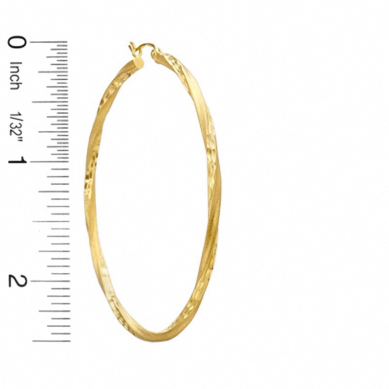 59.5mm Diamond-Cut Twist Hoop Earrings in 10K Tube Hollow Gold