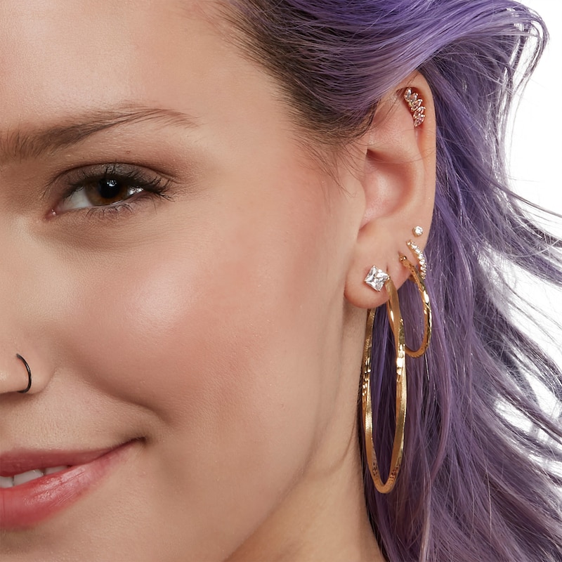 Main Image 3 of 59.5mm Diamond-Cut Twist Hoop Earrings in 10K Tube Hollow Gold