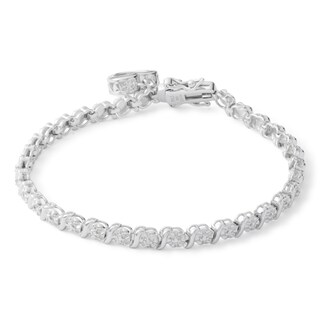 Diamond Accent Heart Dangle "S" Link Bracelet in Sterling Silver