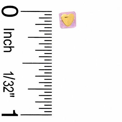 Child's 14K Gold and Pink Glass Stud Earrings