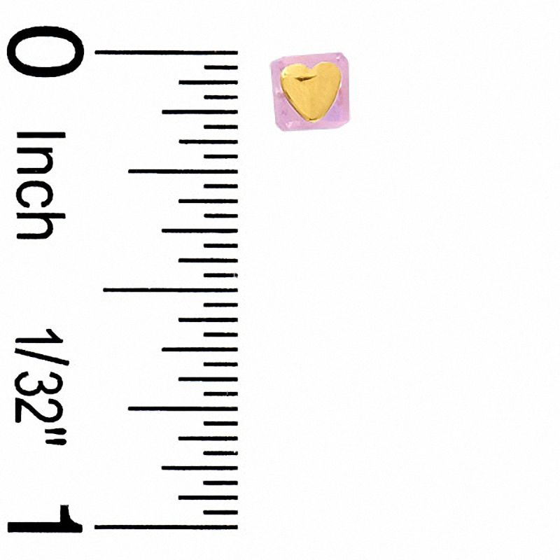 Child's 14K Gold and Pink Glass Stud Earrings
