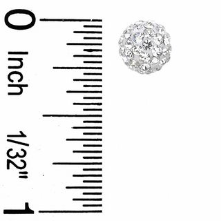 7.5mm White Crystal Ball Stud Earrings in 10K Gold
