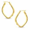 Thumbnail Image 1 of 10K Gold 28mm Diamond-Cut Square Hoop Earrings