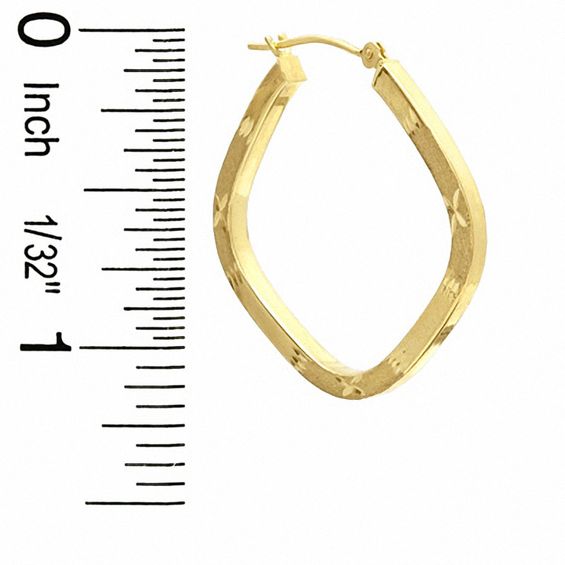 10K Gold 28mm Diamond-Cut Square Hoop Earrings