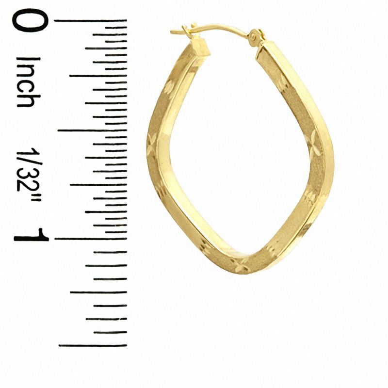 Main Image 2 of 10K Gold 28mm Diamond-Cut Square Hoop Earrings