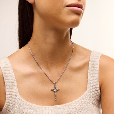 Solid Sterling Silver Crucifix Necklace Charm