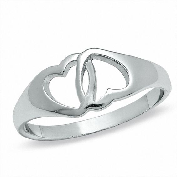 Sterling Silver Interlocking Heart Ring - Size 7