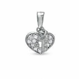 Cubic Zirconia Heart Key Charm in Sterling Silver