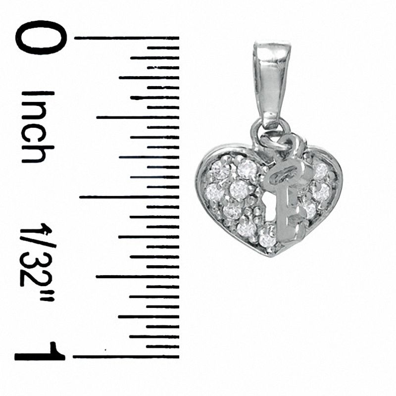 Solid Sterling Silver CZ Heart Key Charm | Banter