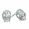 Cubic Zirconia Skull Stud Earrings in Sterling Silver