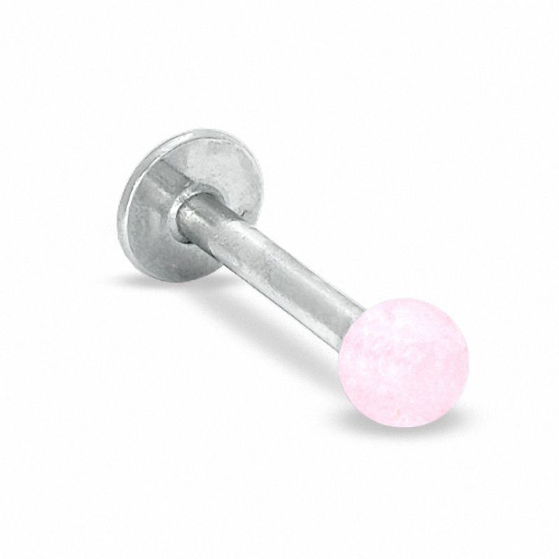 Main Image 1 of 016 Gauge Pink UV Acrylic Labret in Stainless Steel - 5/16"