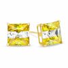 8.0mm Princess-Cut Yellow and White Cubic Zirconia Striped Stud Earrings in 10K Gold