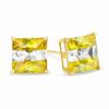 Thumbnail Image 1 of 8.0mm Princess-Cut Yellow and White Cubic Zirconia Striped Stud Earrings in 10K Gold
