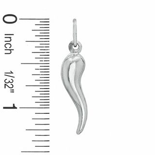 Large Italian Horn Necklace Charm in Sterling Silver