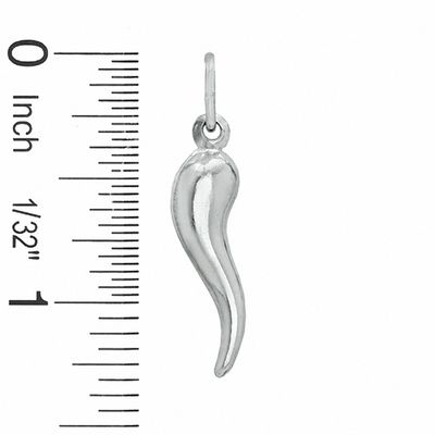 Large Italian Horn Necklace Charm in Sterling Silver