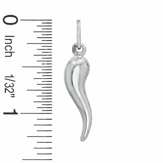 Large Italian Horn Necklace Charm in Sterling Silver