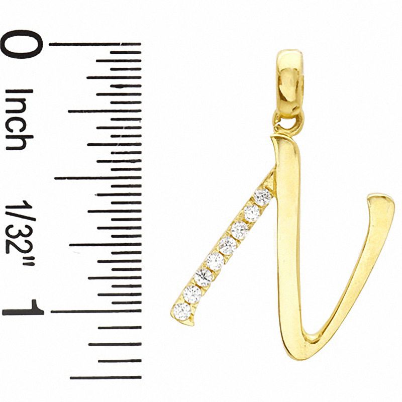 Main Image 2 of Cubic Zirconia Initial "N" Charm in 10K Gold