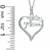 Cubic Zirconia Three Stone MOM Heart Pendant in Sterling Silver