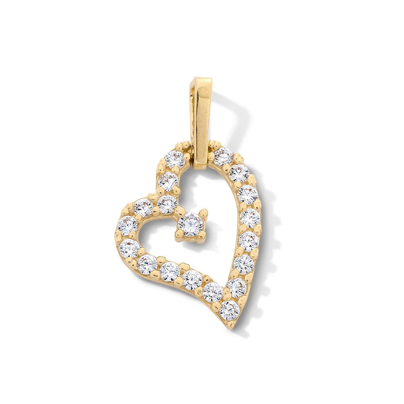 Main Image 1 of Cubic Zirconia Asymmetrical Heart Charm in 10K Gold