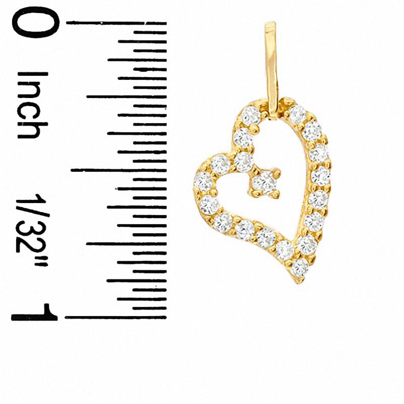 Cubic Zirconia Asymmetrical Heart Charm in 10K Gold