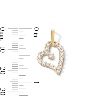 Cubic Zirconia Asymmetrical Heart Charm in 10K Gold