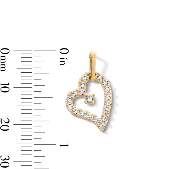 Cubic Zirconia Asymmetrical Heart Charm in 10K Gold