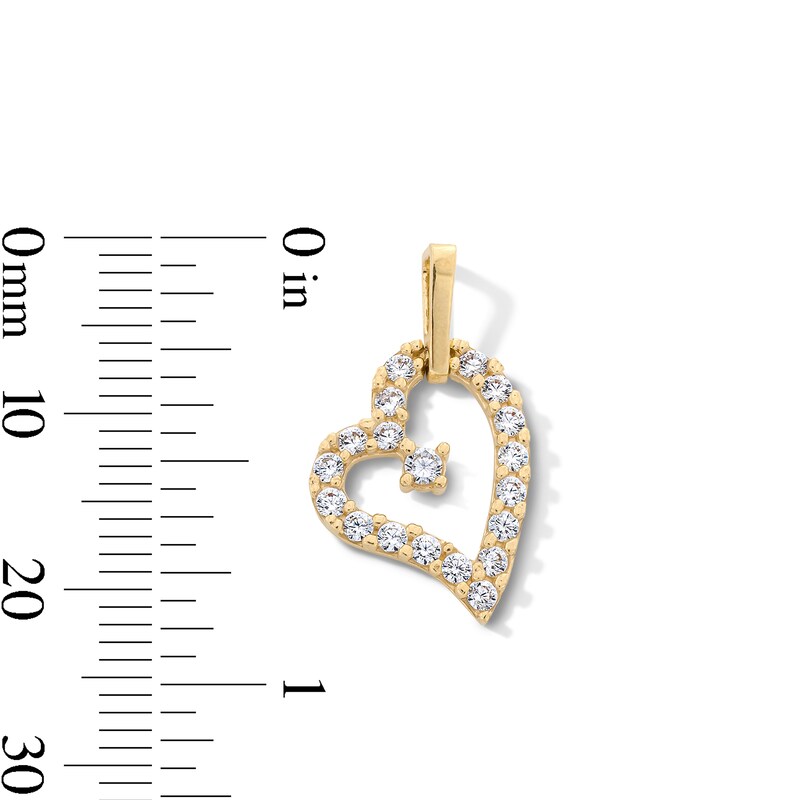 Main Image 3 of Cubic Zirconia Asymmetrical Heart Charm in 10K Gold