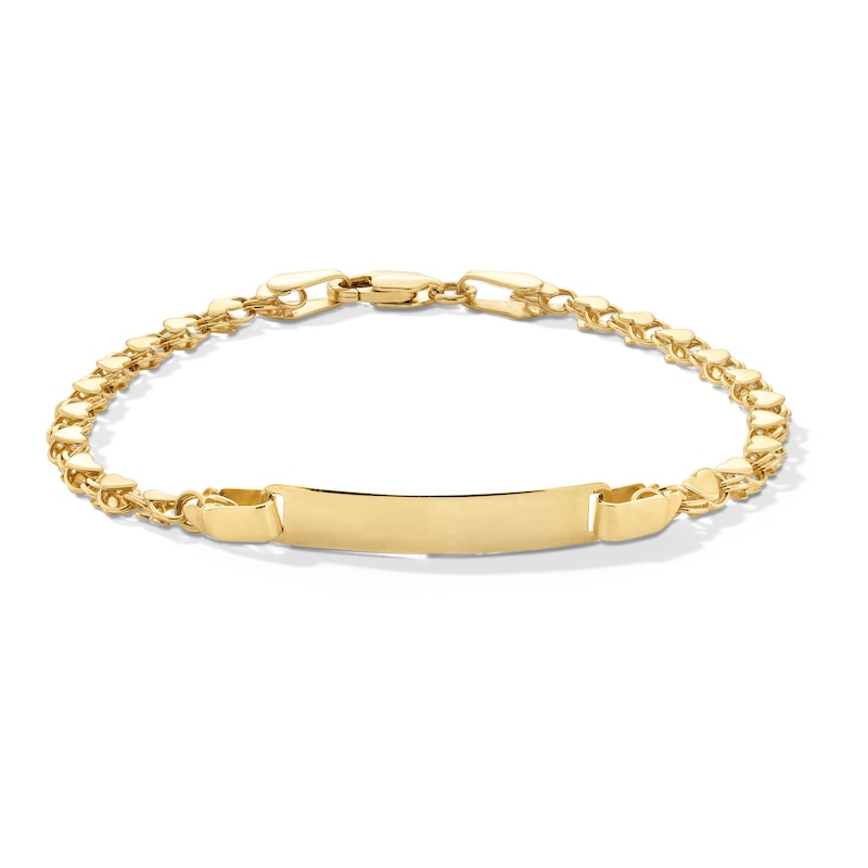 Child's Mirror Heart ID Bracelet in 10K Solid Gold - 5.5"