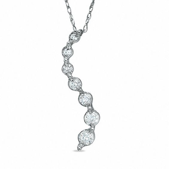 1/4 CT. T.W. Journey Diamond Seven Stone Pendant in 10K White Gold - 16"