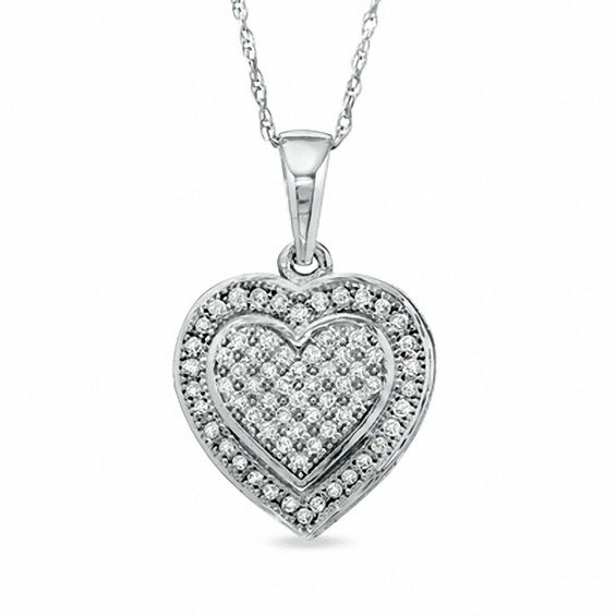 1/5 CT. T.W. Diamond Heart Pendant in 10K White Gold