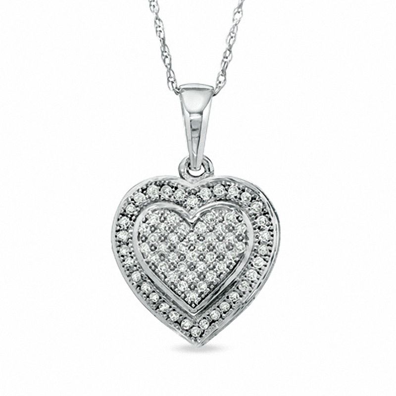 Main Image 1 of 1/5 CT. T.W. Diamond Heart Pendant in 10K White Gold