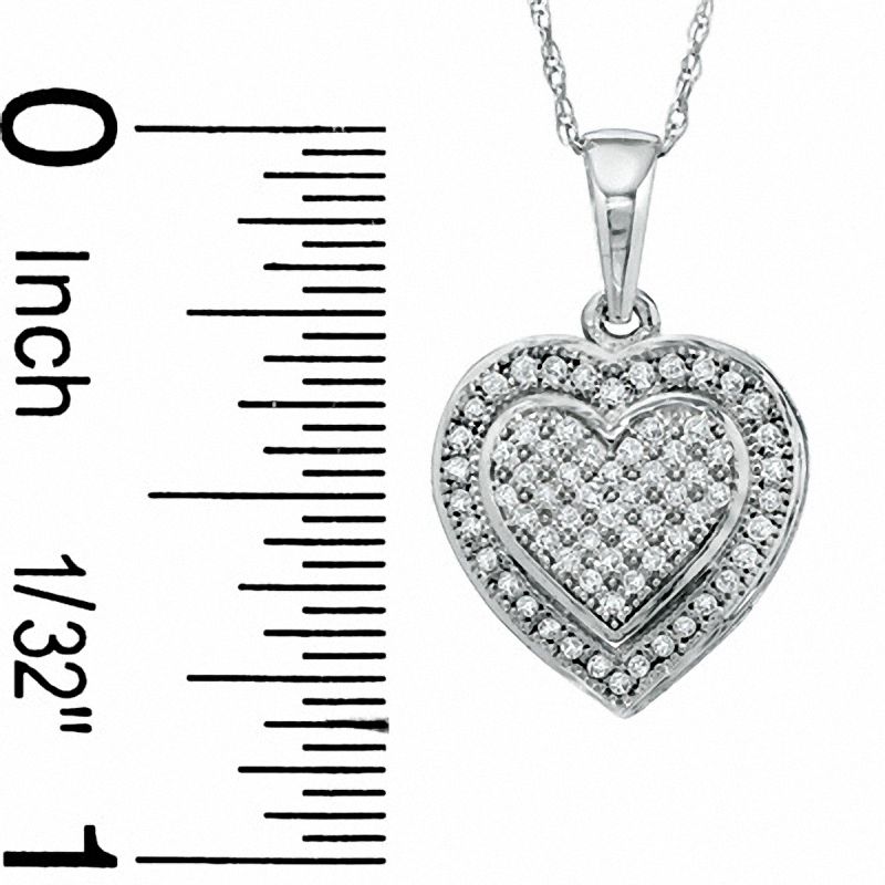 Main Image 2 of 1/5 CT. T.W. Diamond Heart Pendant in 10K White Gold