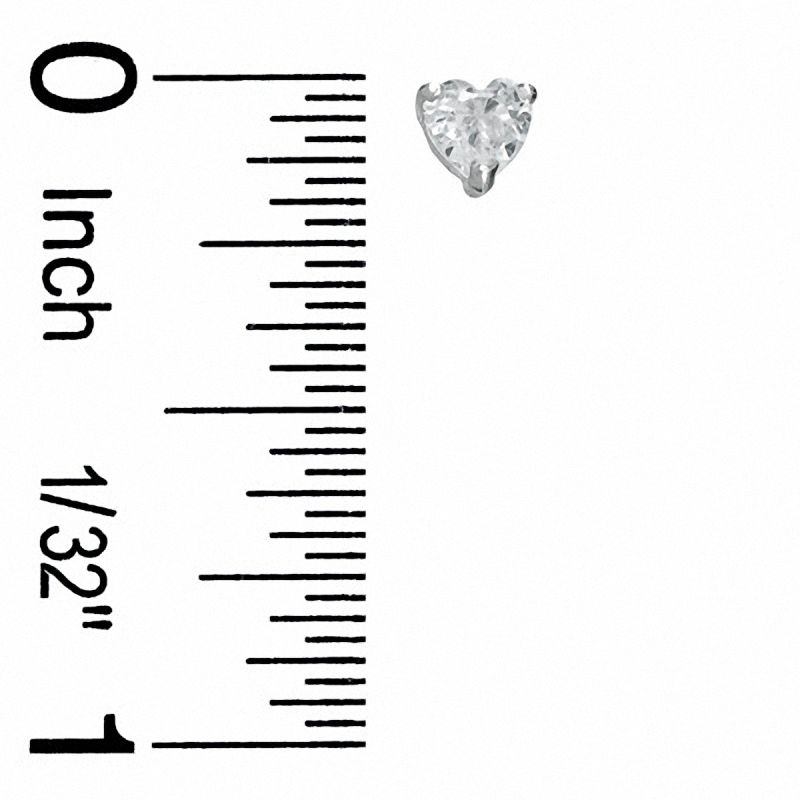 Child's 4mm Heart-Shaped Cubic Zirconia Stud Earrings Set in Sterling Silver