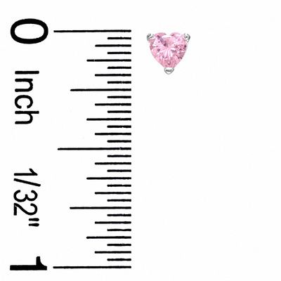 Child's 4mm Heart-Shaped Cubic Zirconia Stud Earrings Set in Sterling Silver