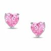 Heart-Shaped Cubic Zirconia Stud Earrings Set in Sterling Silver