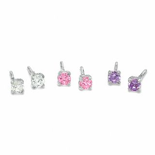 Child's 3mm Cubic Zirconia Stud Earrings Set in Sterling Silver