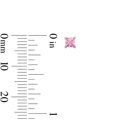 Child's 3mm Princess-Cut Cubic Zirconia Stud Earrings Set in Sterling Silver