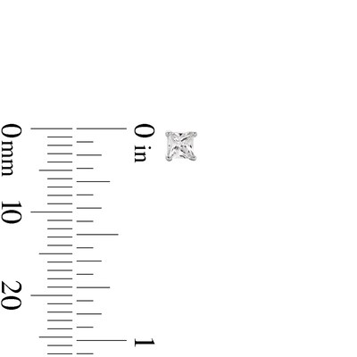 Child's 3mm Princess-Cut Cubic Zirconia Stud Earrings Set in Sterling Silver